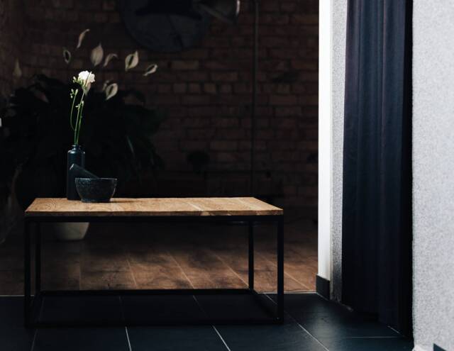 Oak Wood Coffee Table, Modern Metal Legs, Graw Furniture - image 1