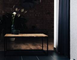 Oak Wood Coffee Table, Modern Metal Legs, Graw Furniture