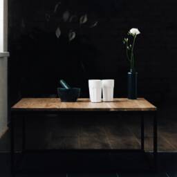 Oak Wood Coffee Table, Modern Metal Legs, Graw Furniture - thumbnail 2