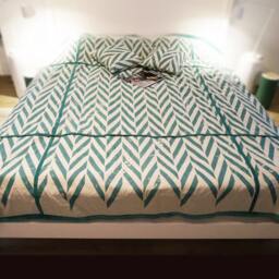 Printed Bedspread Linen Zigzag Printed Coverlet Queen King Double Twin Of Full Size Bedding More Colors Available - thumbnail 2