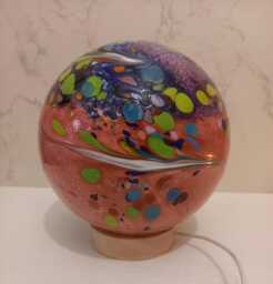Handcrafted Swirl Glass Sphere Lamp Golden Amber Ambient Light - thumbnail 1