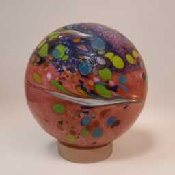 Handcrafted Swirl Glass Sphere Lamp Golden Amber Ambient Light - thumbnail 2
