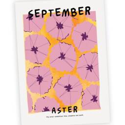 Birth Month Flower September Aster Morning Glory Wall Art Print Botanical Floral Poster Home Decor Gift - thumbnail 2