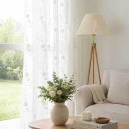 Custom Curtains Floral Embroidered Sheer Farmhouse For Bedroom Living Room - thumbnail 3