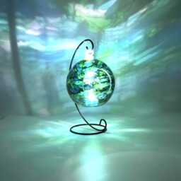 Tropical Ocean Inspired Glass Candle Holder, Hand Painted Teal, Green & Gold Coastal Decor