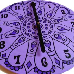 Lavender Mandala Record Clock. Geometric Bohemian Psychedelic Home Decor - thumbnail 2