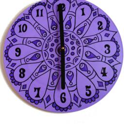 Lavender Mandala Record Clock. Geometric Bohemian Psychedelic Home Decor - thumbnail 4