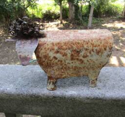 Rustic Metal Sheep Sculpture Upcycled Folk Art Decor - 6x9 - thumbnail 1