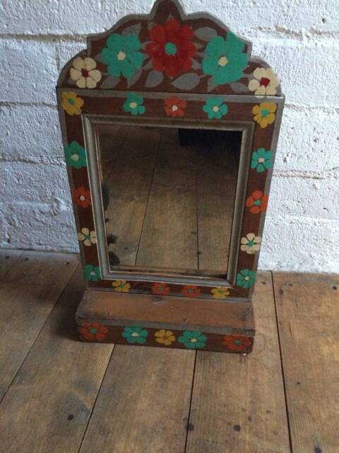 Vintage Handpainted Indian Mirror - image 1