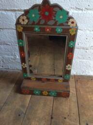 Vintage Handpainted Indian Mirror - thumbnail 1