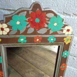 Vintage Handpainted Indian Mirror - thumbnail 2