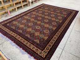 Large Afghan Kashi Rug Handmade Wool Tribal Carpet - 11.8 X 8.2 Ft - thumbnail 1