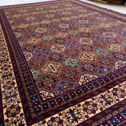 Large Afghan Kashi Rug Handmade Wool Tribal Carpet - 11.8 X 8.2 Ft - thumbnail 3
