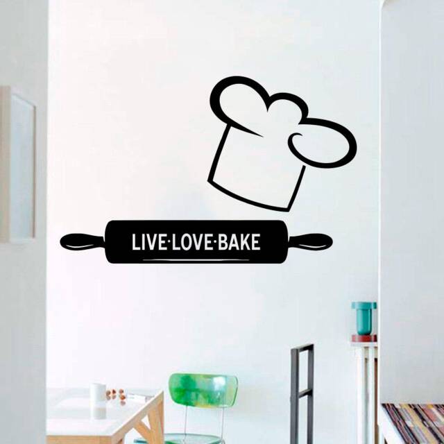 Kitchen Wall Decal Chef Hat & Rolling Pin, Removable Vinyl Sticker, 4518 - image 1