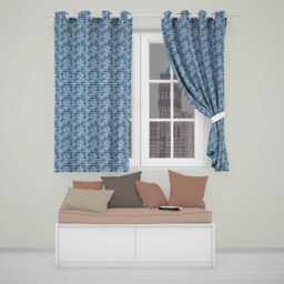 Blue Watercolor Pine Tree Forest Seamless Pattern Readymade Eyelet Ring Top Thermal 100% Blackout Curtains - thumbnail 1