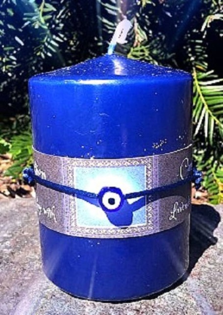 Protection Candle With Evil Eye Bracelet, Lavender Cypress Scent - image 1