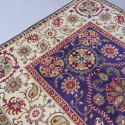 One Of A Kind Rare Rug 5x7 Purple Afghan Kazak Hand Knotted Veg Dyes Wool Rug, Khotan Design Oriental Area Bedroom, Living Room Rug - thumbnail 3