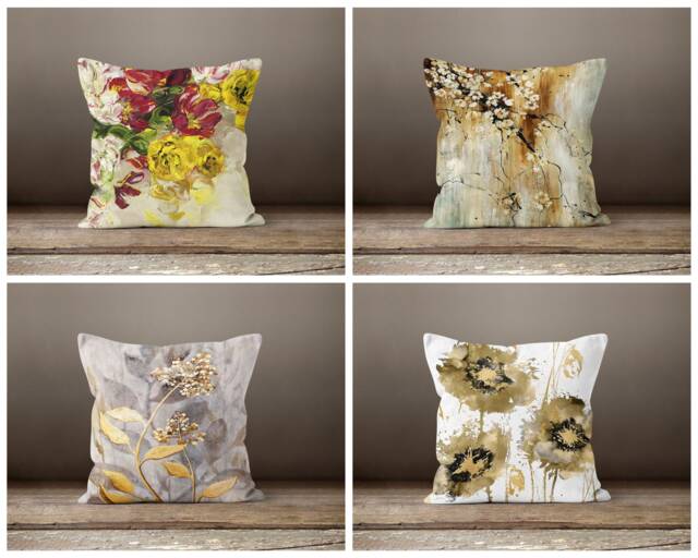 Flower Cushion Cover-Floral Decorative Pillow Case-Living Room Case-Modern Cover-Gift For Her Cushion-Handmade Material - image 1