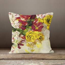 Flower Cushion Cover-Floral Decorative Pillow Case-Living Room Case-Modern Cover-Gift For Her Cushion-Handmade Material - thumbnail 2