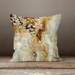 Flower Cushion Cover-Floral Decorative Pillow Case-Living Room Case-Modern Cover-Gift For Her Cushion-Handmade Material - thumbnail 3
