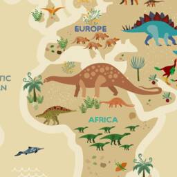 Dinosaur World Map Personalised Print - Custom Made Landmark, Animal, Dinosaur Print, Personalised Graphic Children Map - thumbnail 3