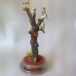 "Handmade Polymer Clay ""Cockatoos in Dead Tree" - thumbnail 3