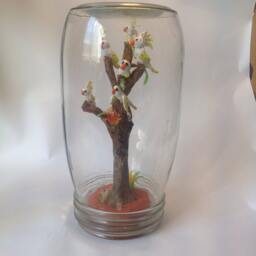 "Handmade Polymer Clay ""Cockatoos in Dead Tree" - thumbnail 4