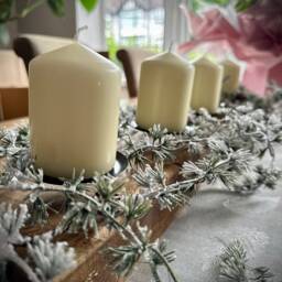 Rustic Wood X4 Pillar Candle Table Decoration - Dark Oak - Golden - thumbnail 2