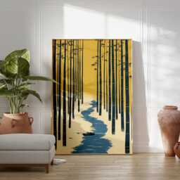 Bamboo Forest River Poster - Japanese Woodblock Landscape Minimal Zen Nature Art - thumbnail 3