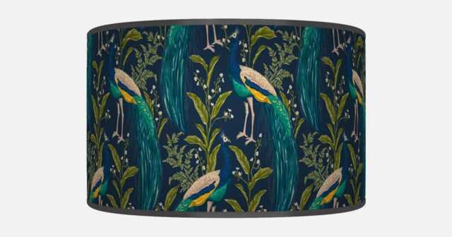 Peacock Navy Blue Turquoise Lampshade Pendant Lamp Shade Handmade - image 1