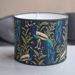 Peacock Navy Blue Turquoise Lampshade Pendant Lamp Shade Handmade - thumbnail 3
