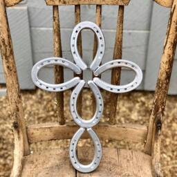 Silver Horseshoe Cross, Art, Decor, Country Girl Gift, Farm House Wall Decor - thumbnail 3