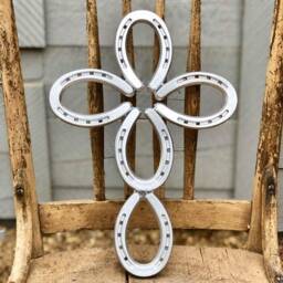 Silver Horseshoe Cross, Art, Decor, Country Girl Gift, Farm House Wall Decor - thumbnail 2