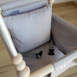 Baby Swing, Indoor Schaukel, Spielzeug, Balan??oire, Fabric High Back Babygift, First Birthday Gift, Handmade Christening Gift Grey - thumbnail 4