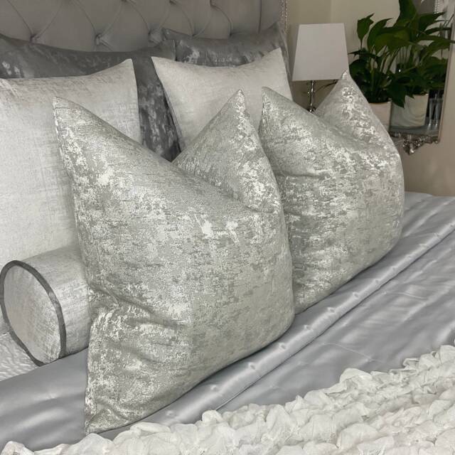 Venus Luxury Cushion Cover - Silver For Sofa Bed Or Throw Euro Pillows Designer Fabric Double Sided Instagram Best Seller - image 1