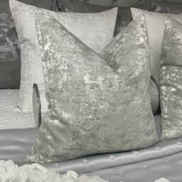Venus Luxury Cushion Cover - Silver For Sofa Bed Or Throw Euro Pillows Designer Fabric Double Sided Instagram Best Seller - thumbnail 4