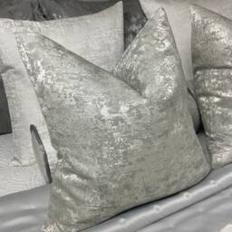 Venus Luxury Cushion Cover - Silver For Sofa Bed Or Throw Euro Pillows Designer Fabric Double Sided Instagram Best Seller - thumbnail 3