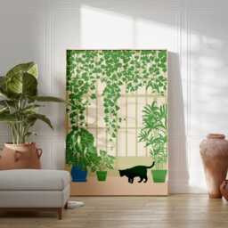 Cat Greenhouse Poster, Botanical Wall Art, Indoor Plant Print - thumbnail 4