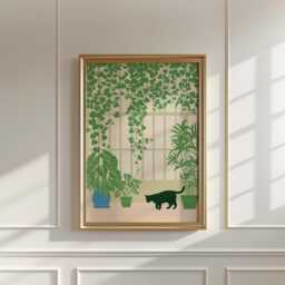 Cat Greenhouse Poster, Botanical Wall Art, Indoor Plant Print - thumbnail 2