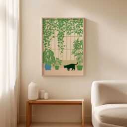 Cat Greenhouse Poster, Botanical Wall Art, Indoor Plant Print - thumbnail 3
