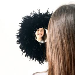Feather Mirror Wall Decor, Round Feathers, Boho Feathers Wall Decor Round Mirror, Home - Juju Mirror - thumbnail 2