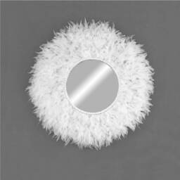 Feather Mirror Wall Decor, Round Feathers, Boho Feathers Wall Decor Round Mirror, Home - Juju Mirror - thumbnail 3