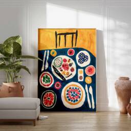 Dinner Table Food Print, Retro Art, Kitchen Poster, Decor, Illustration Gift, Print - thumbnail 2