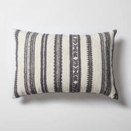 Black & White Stripe Lumbar Pillow Cover Jacquard Woven Boho Throw - 16x24 - thumbnail 3