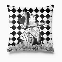 Outdoor Garden Cushion - Alice in Wonderland Black & White Queen Waterproof Water Resistant Pillows 18 - thumbnail 1