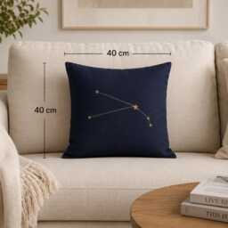 Aries Constellation Pillow, Zodiac Cushion Cover 40x40, Astrology Gift, Celestial Home Decor, Navy Gold Pillow - thumbnail 2