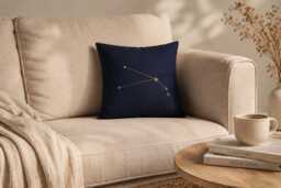 Aries Constellation Pillow, Zodiac Cushion Cover 40x40, Astrology Gift, Celestial Home Decor, Navy Gold Pillow