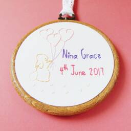 Personalised Baby's 1st Birthday Gift, Custom Embroidery Hoop Nursery Decor, First Keepsake For Baby Girl Or Boy - thumbnail 3
