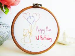 Personalised Baby's 1st Birthday Gift, Custom Embroidery Hoop Nursery Decor, First Keepsake For Baby Girl Or Boy - thumbnail 1