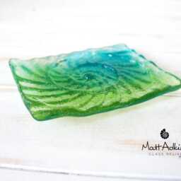 Ammonite Turquoise Green Fused Glass Soap Dish 13x10cm(5x4 - thumbnail 4